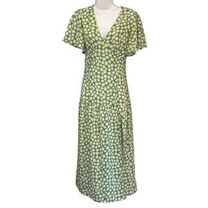 Vintage Inspired Timeless London Daisy Midi Dress Cottagecore Retro Green US 6